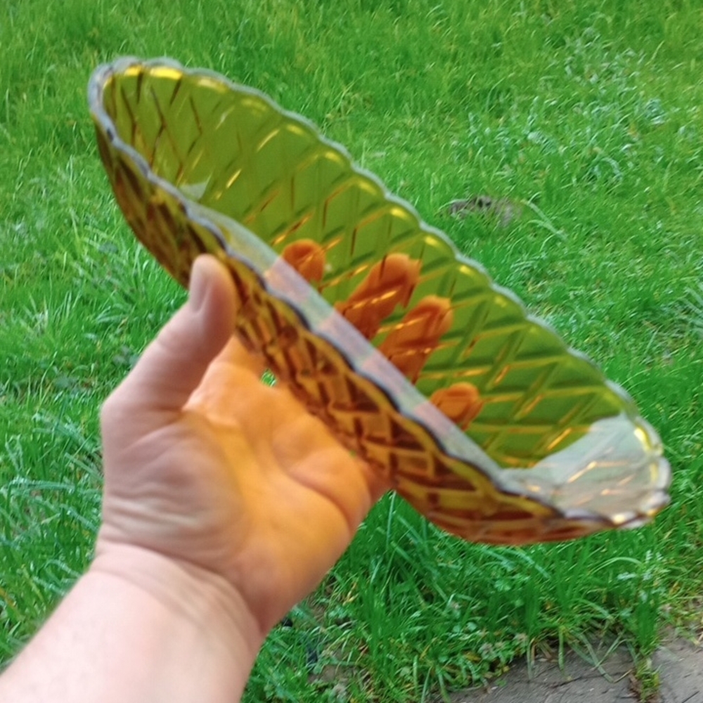 Glass Reptile Water Dish - Green/Amber